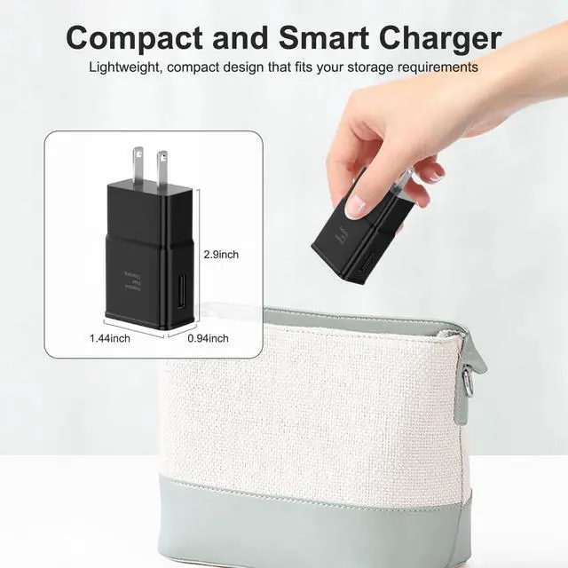Alt view image 4 of 7 - Adaptive Fast Charging USB Wall Charger Adapter for Samsung Galaxy S26/S26 Ultra/S26+/S25 Ultra/S25/S25+/S25/s24/s23S8 S9 / Edge/Plus/Active, Quick Charge, Android Phone Travel Plug -2 Pack