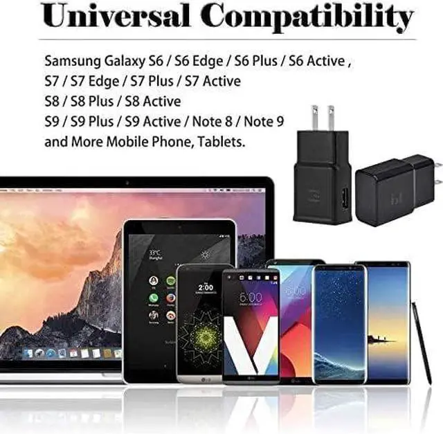 Alt view image 7 of 7 - Adaptive Fast Charging USB Wall Charger Adapter for Samsung Galaxy S26/S26 Ultra/S26+/S25 Ultra/S25/S25+/S25/s24/s23S8 S9 / Edge/Plus/Active, Quick Charge, Android Phone Travel Plug -2 Pack