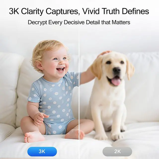 Alt view image 4 of 7 - 5G Security Camera Indoor 2-Pack, No-Monthly-Fee AI Tracking Facial Recognition, 3K Pet/Dog Camera with Speaker/Phone App, PTZ WiFi Baby Monitor Cameras for Home Security, 0-Glow Night Vision