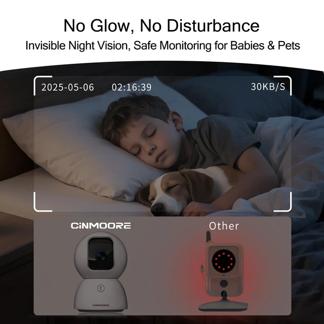 Alt view image 5 of 7 - 5G Security Camera Indoor, 3K Pet/Dog Camera with Speaker/Phone App, PTZ WiFi Baby Monitor Cameras for Home Security, 0-Glow Night Vision 2-Way Talk, AI Tracking Facial Recognition Time Lapse