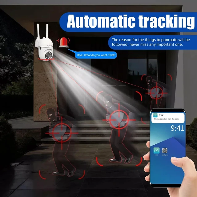 Alt view image 2 of 7 - 1080P Security Camera Outdoor Corded Power, 3 Pcs 2MP PTZ WiFi Home Camera (2.4G/5G Dual-Band), 360° Pan/Tilt, Color Night Vision, Motion Alerts, 2-Way Audio, Compatible with Alexa