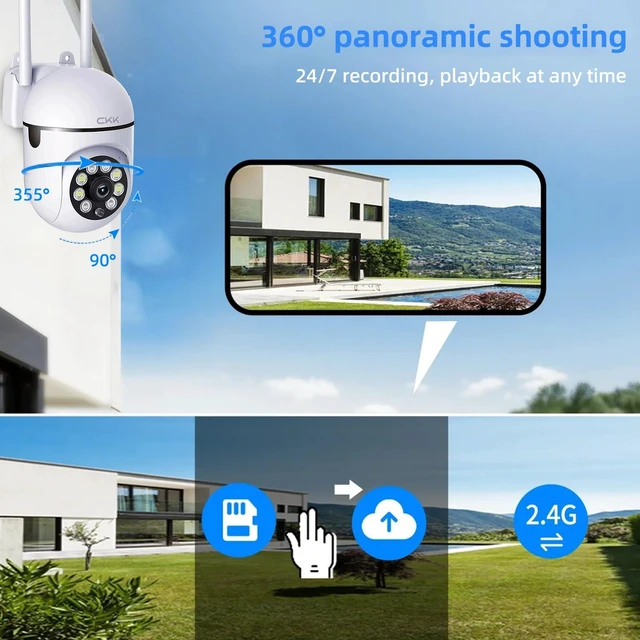 Alt view image 5 of 7 - 1080P Security Camera Outdoor Corded Power, 3 Pcs 2MP PTZ WiFi Home Camera (2.4G/5G Dual-Band), 360° Pan/Tilt, Color Night Vision, Motion Alerts, 2-Way Audio, Compatible with Alexa