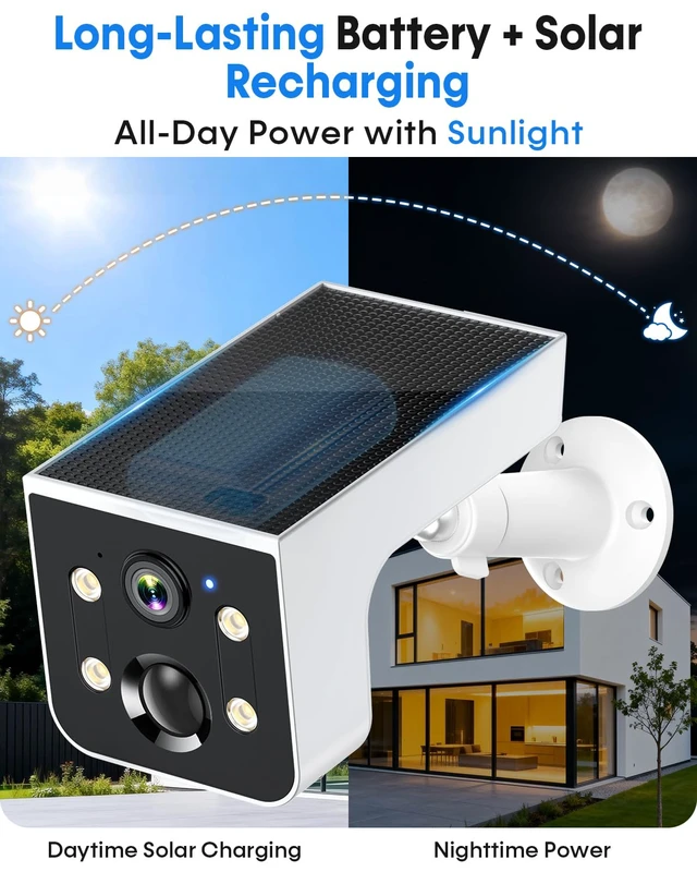 Alt view image 4 of 7 - Solar Security Camera Video Quality is Clear During the Day and at Night | No Lag Time or Delay Battery has Held up Well - Easy to Setup 60 Years Old can Figure Out the Install and Operation (2 Pack)