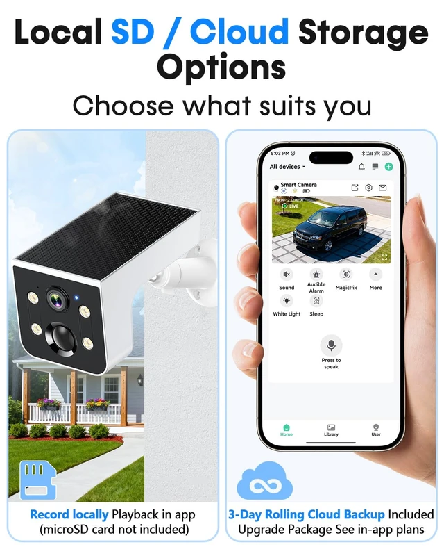 Alt view image 7 of 7 - Solar Security Camera Video Quality is Clear During the Day and at Night | No Lag Time or Delay Battery has Held up Well - Easy to Setup 60 Years Old can Figure Out the Install and Operation (2 Pack)
