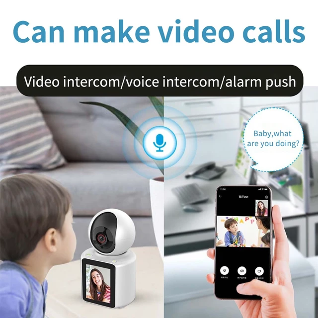 Alt view image 4 of 7 - Two Way Pet Camera with 2.8 inch HD Screen, 1080P Video Calling Camera for Indoor Home Security, Indoor Home Nanny/Dog/Baby Security Device with Phone App