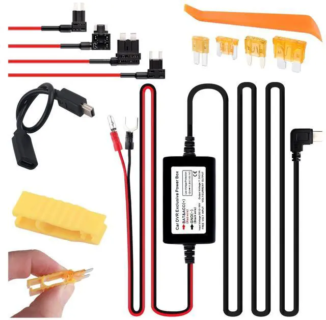 Main image of 9.68Ft USB C Car Dash Cam Hardwire Kit,Upgraded Car Hardwire Kit for Dash Camera with Low Voltage Protection Includes Conversion Cable,12-30V to 5V 2.5A Cars Dashcam Hardwires Kits