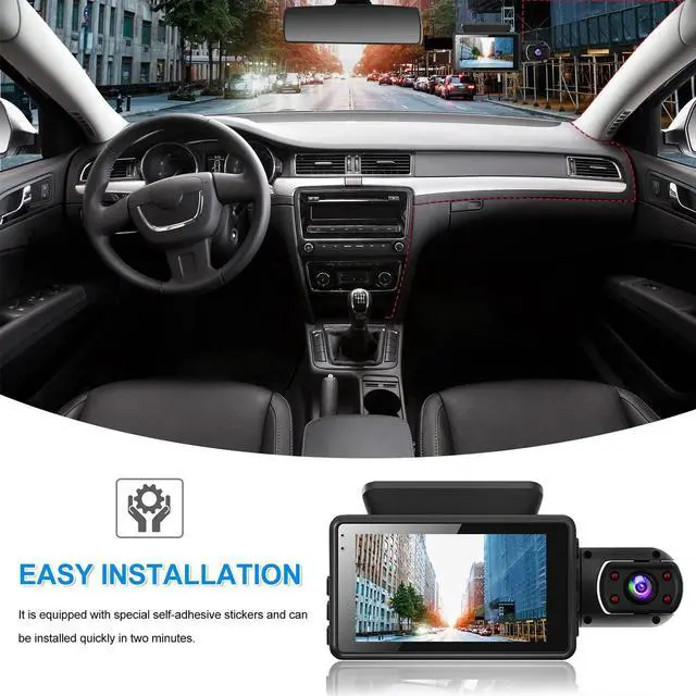 Alt view image 6 of 7 - Dual Dash Cam Front and Inside 1080P Dash Camera for Cars IR Night Vision Car Camera for Taxi Accident Lock Parking Monitor Support 256GB Max (Black)