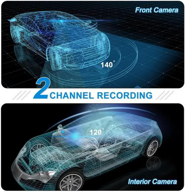 Alt view image 7 of 7 - Dual Dash Cam Front and Inside 1080P Dash Camera for Cars IR Night Vision Car Camera for Taxi Accident Lock Parking Monitor Support 256GB Max (Black)