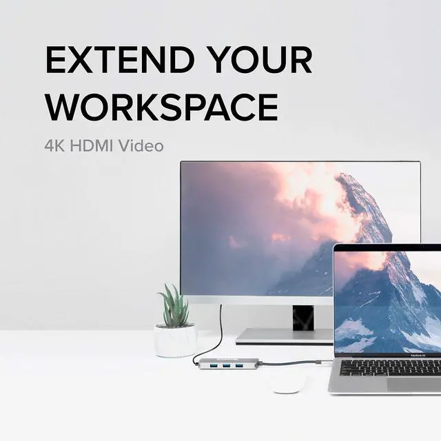 Alt view image 3 of 7 - USB-C Hub 7-in-1, Driverless USB C Hub Compatible with Mac, Windows, Chromebook, USB4, Thunderbolt 4, and More (4K HDMI, 3 USB 3.0, SD & microSD Card Reader, 100W Charging)