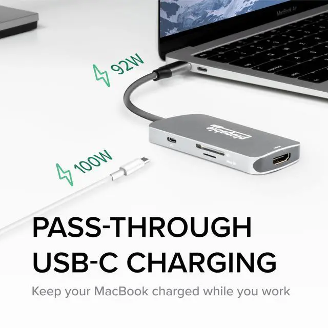 Alt view image 4 of 7 - USB-C Hub 7-in-1, Driverless USB C Hub Compatible with Mac, Windows, Chromebook, USB4, Thunderbolt 4, and More (4K HDMI, 3 USB 3.0, SD & microSD Card Reader, 100W Charging)