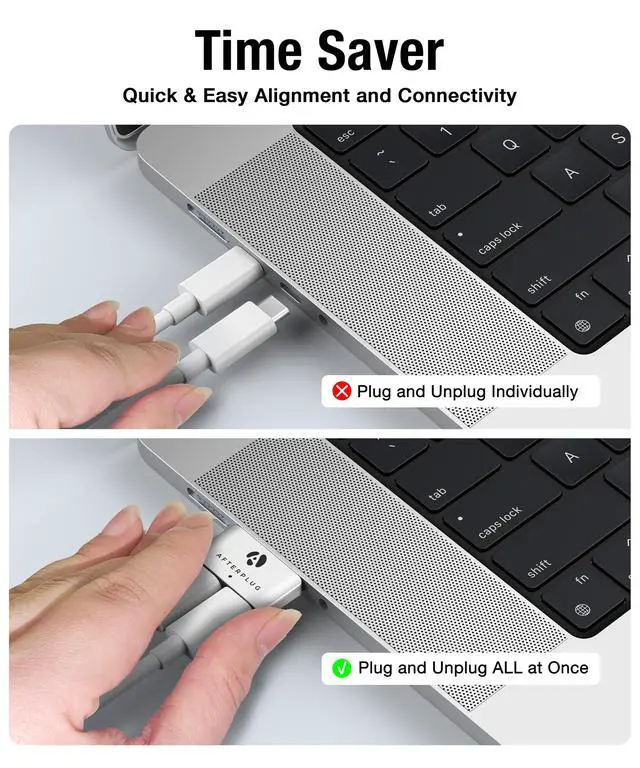 Alt view image 5 of 6 - Dual USBC Extender for MacBook with Case, 2-Port PassThrough Adapter for Thunderbolt 5/4/3 & USB4 240W PD, 8K Video, 80Gbps Data - Sky Blue