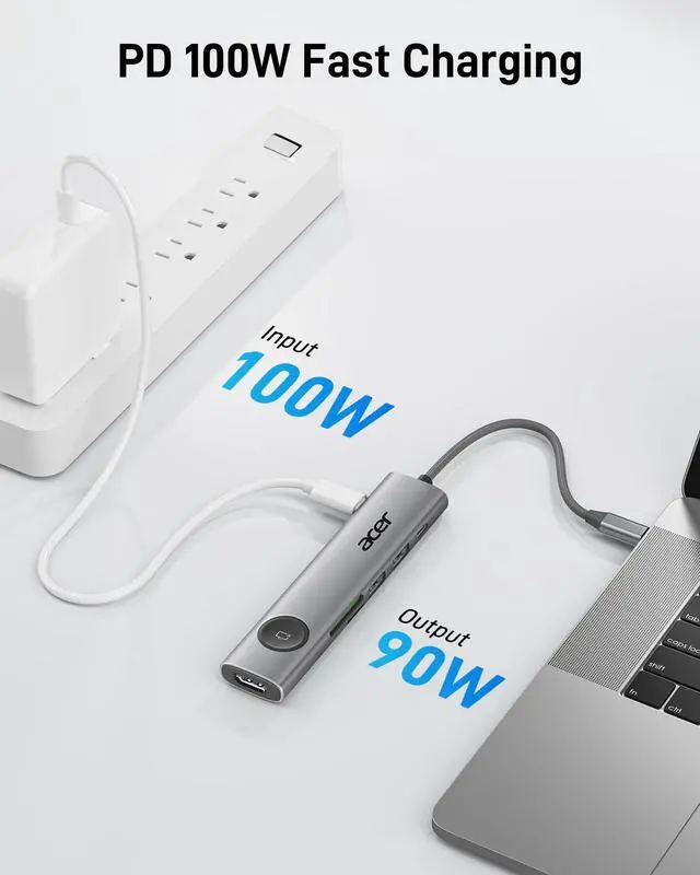 Alt view image 4 of 7 - 7 in 1 USB C Hub Multiport Adapter, USB C to HDMI Adapter 4K@60Hz, 100W PD, 2 USB A 3.1 + Type-C 3.1 5Gbps Data, SD Card Reader, USBC Hub HDMI Compatible with Laptop, Macbook Neo, iphone 17/16/15