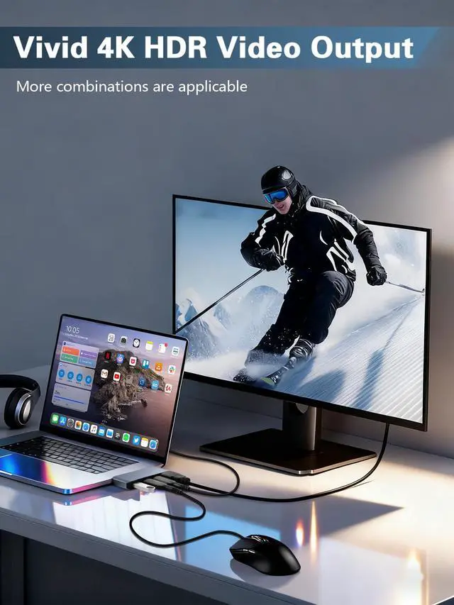 Alt view image 7 of 7 - USB C Hub for MacBook Neo Pro Air, 4-in-1 mac Dock with 4K HDMI Adapter, 3 USB A 5Gbps Data Ports for MacBookPro 13 Inch, Air M4/M5, and More, Type c Extender for Office Laptop, Meetings, Travel&Home