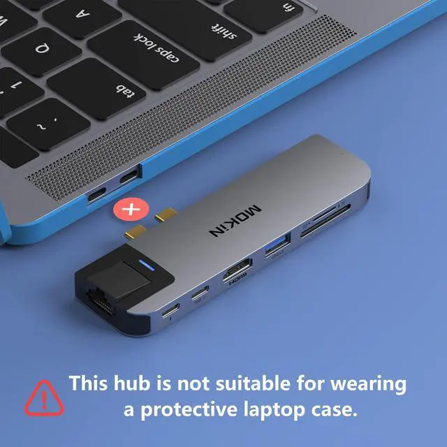 Alt view image 6 of 7 - USB C Multiport Adapter Hub Mac Dongle for MacBook Pro/Air with 4K HDMI Port, Gigabit ethernet, 2 USB, TF/SD Card Reader, USB-C 100W PD and Thunderbolt 3