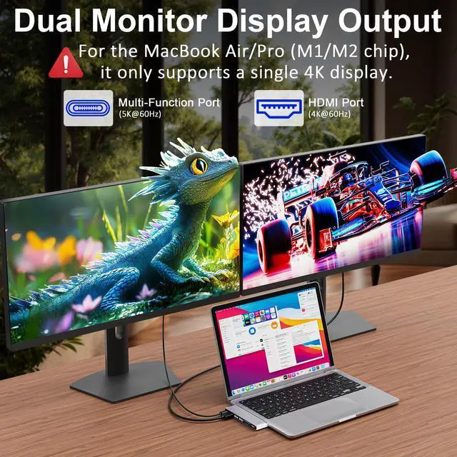 Alt view image 6 of 7 - USB C Hub for MacBook, 7 in 2 Multiport Mac USB Adapter, 4K@60Hz USB C Hub Adapter, 1 Type C and 2 USB A Data Ports, Thunderbolt 4, SD/TF Card Reader, Compatible with MacBook Pro/MacBook Air