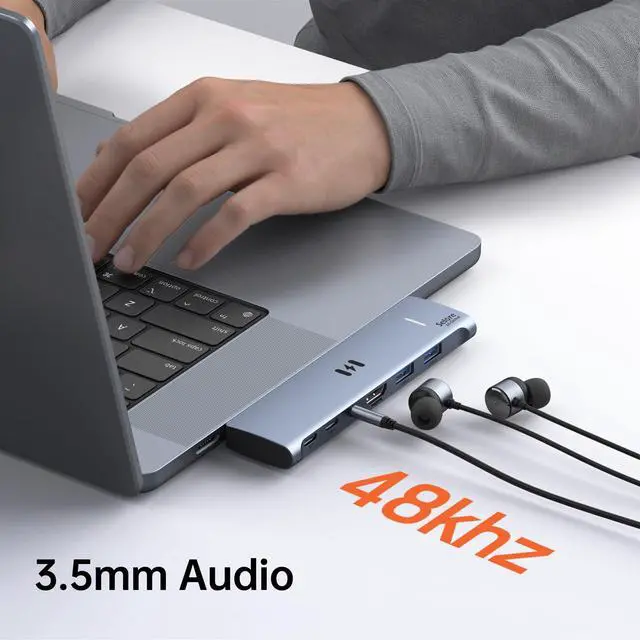 Alt view image 7 of 7 - USB C Adapter HDMI Hub for MacBook Pro/Air M5 M4 M3 M2 M1 2025-2018 13" 15" 16", Mac USB C Hub Adapter 7-in-2, MacBook Accessories Dongle with HDMI, Thunderbolt 3, USB C&A Data Ports, 3.5mm Audio