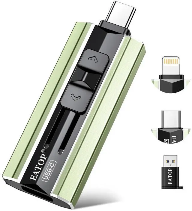Main image of 512GB Dual Interface Flash Drive, No App Required, Portable USB Storage Memory Stick for iPhone, iPad, Android, PC & Mac Easily Stores Photos, Videos & Files (Sage Green)