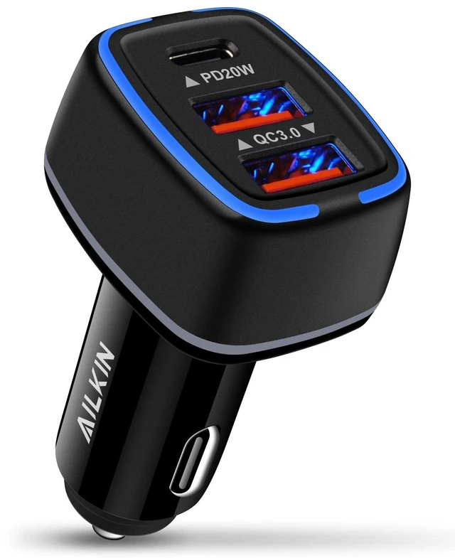 Main image of 56W PD USB C Car Charger, Type-C Super Fast Power Charging Block 3-Port | USB A & USBC Auto Cargador Carro Lighter Adapter for iPhone, iPad, Samsung Galaxy, LG, Google Pixel, Moto, USB-C&A Port