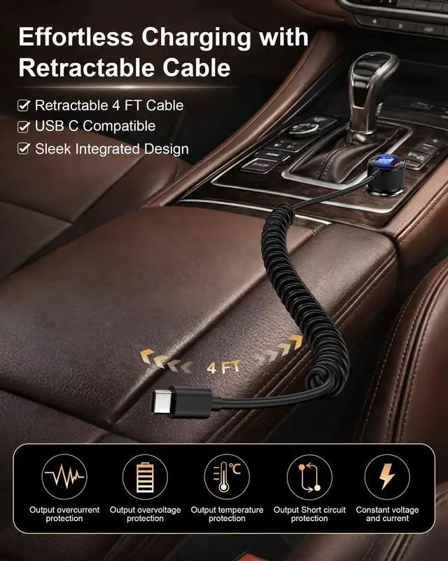 Alt view image 5 of 7 - 78W USBC Cigarette Lighter Car Charger Fast Charging Adapter for Galaxy S26