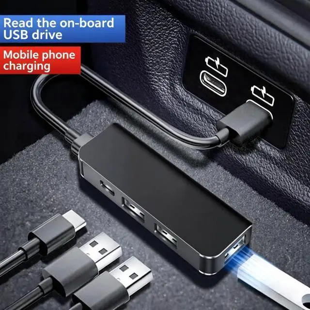 Alt view image 2 of 7 - Car Accessories 4-in-1 Car USB Hub Equipped with a Data Interface and Multiple Type-C/USB-A Fast Charging interfacesUSB Hub for iPhone,iPad,Samsung Galaxy,USB Flash DriveAndroidBlack