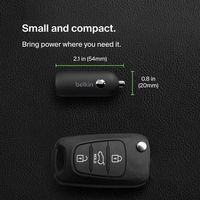 Alt view image 5 of 7 - BoostCharge 30W Compact Fast Car Charger w/USB-C Power Delivery Port for iPhone 16, 16 Pro, 15, 15 Pro, Galaxy S25, S24, Note, Pixel 9 & More - Black