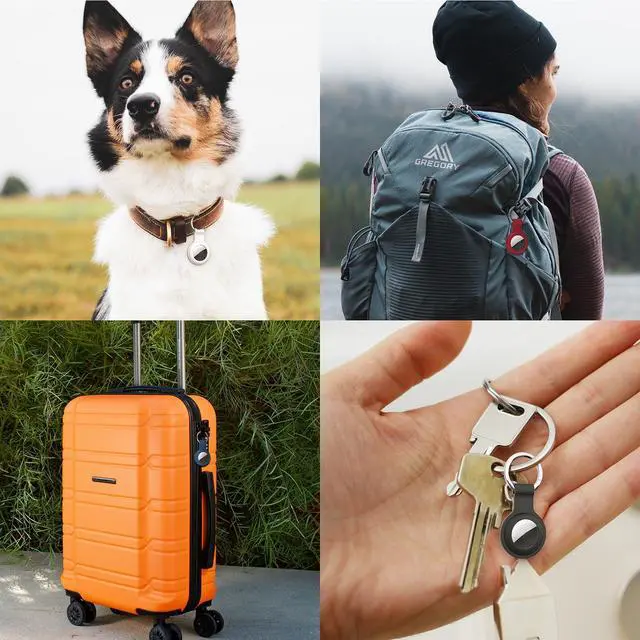 Alt view image 7 of 7 - Compatible with AirTag Holder Case Keychain 4 Pack, for AirTag 1st & 2nd Generation Key Chain Ring Case Cover for Air Tag Holder GPS Tracker Item Air Tags Finders Air Tagholder for Kids,Bags,Luggages