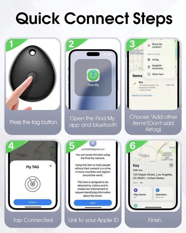 Alt view image 3 of 7 - Air Tracker Tags-4 Pack, iOS Only, Apple Find My Certified, Luggage Tracker | Smart Bluetooth Tracking, Key Finder Items Locator for iPhone, Travel Cruise Essentials, Wallet, Backpack, Car, Bike
