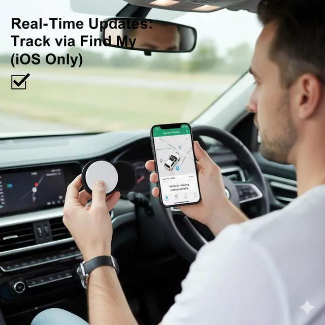 Alt view image 2 of 6 - Real-Time Vehicle Tracker with Magnetic Mount, Compatible with Apple Find My (iOS Only)