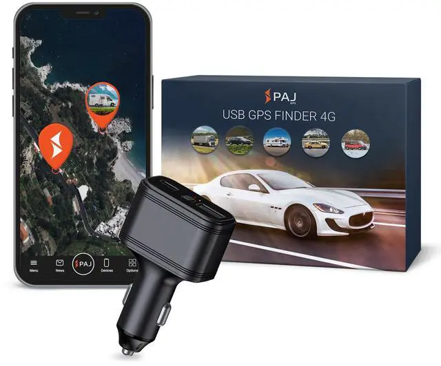 Main image of PAJ USB 4G Mini GPS Tracker for Cars & Trucks with SOS Button | Live App Tracking - Real-Time Vehicle Tracking - Cigarette Lighter Port - 12V Plug-in - Subscription Required