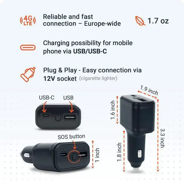 Alt view image 6 of 7 - PAJ USB 4G Mini GPS Tracker for Cars & Trucks with SOS Button | Live App Tracking - Real-Time Vehicle Tracking - Cigarette Lighter Port - 12V Plug-in - Subscription Required