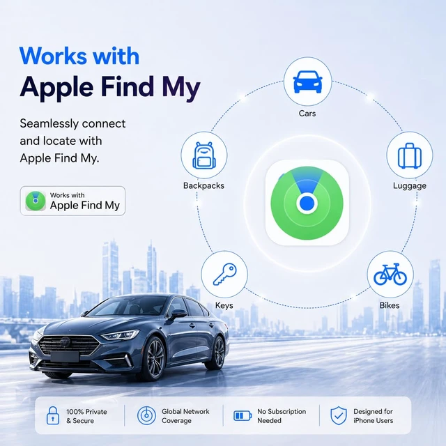 Alt view image 2 of 7 - GPS Tracker for Vehicles, iOS Only Magnetic Car Tracker, Waterproof Mini GPS Tracker for Cars, Trucks, Motorcycle, Anti-Theft Vehicle Locator, No Subscription Fee