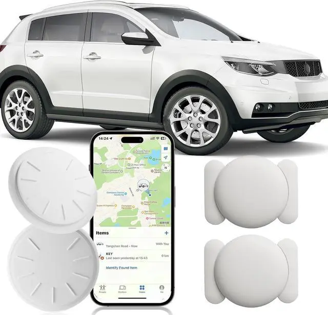 Main image of Tracker Device for Vehicles,GPS Car Tracker Works with Apple Find My(iOS Only),Anti-Lost Car Locator,Mini Hidden Car Tracker with Magnetic Case (White,2PCS)