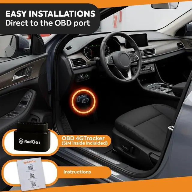 Alt view image 4 of 7 - OBD-4G - GPS Tracker for Vehicles: Car, Motorcycle and Truck with Built-in SIM, Plug-and-Play Connection, Vehicle Tracking with App, Anti-Theft, Speed Alert. Low-Cost Subscription Plans