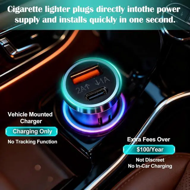 Alt view image 2 of 6 - Car Anti-Loss Device with Charging Port - Real-Time Location Tracking, Compatible with Apple Find My (iOS Only)-Black