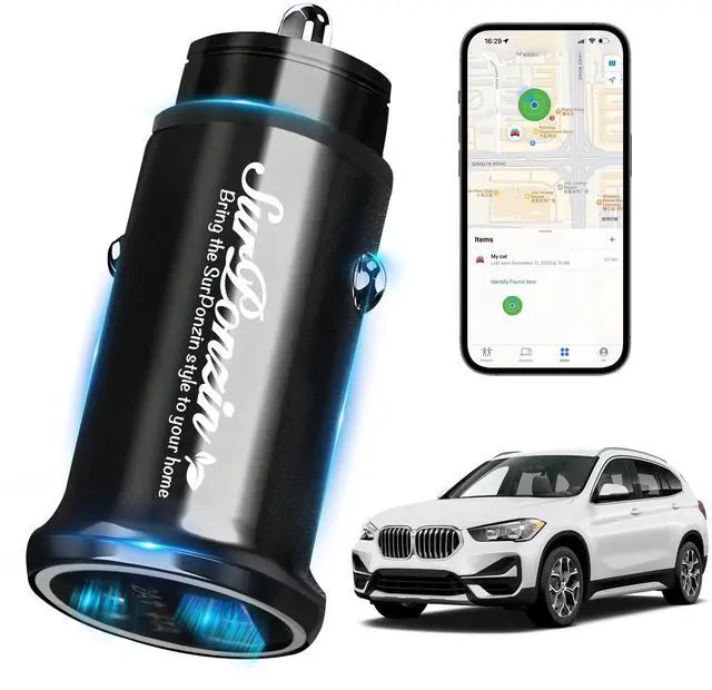 Main image of Car Anti-Loss Device with Charging Port - Real-Time Location Tracking, Compatible with Apple Find My (iOS Only)-Black