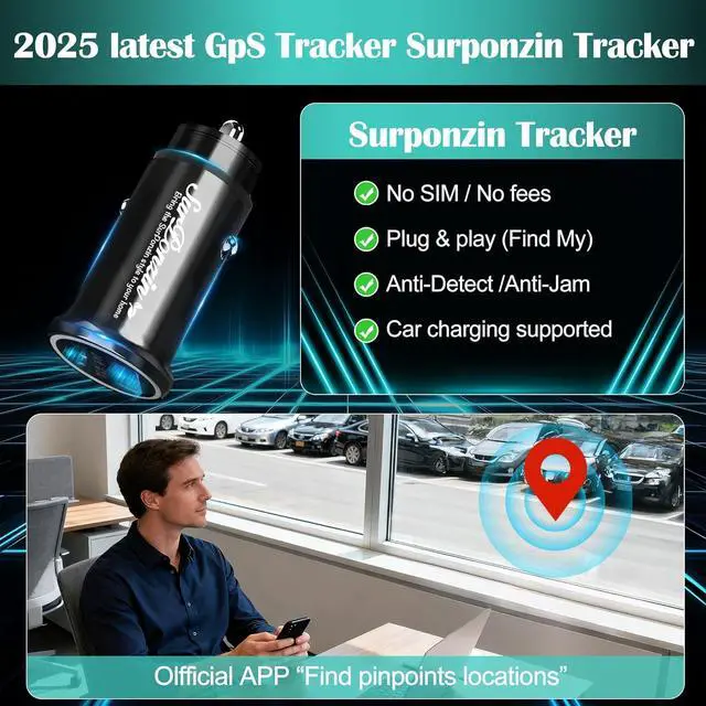 Alt view image 6 of 6 - Car Anti-Loss Device with Charging Port - Real-Time Location Tracking, Compatible with Apple Find My (iOS Only)-Black