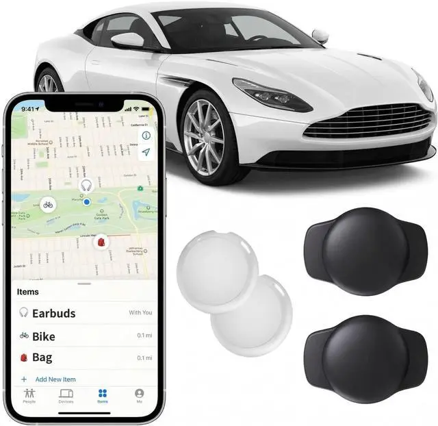 Main image of 2 Pack GPS Tracker for Vehicles with Magnetic Case Work with Apple Find My(iOS Only) Waterproof Global Real-Time Location Tracking Hidden Car Device Bluetooth Finder No Fee or Subscription Required