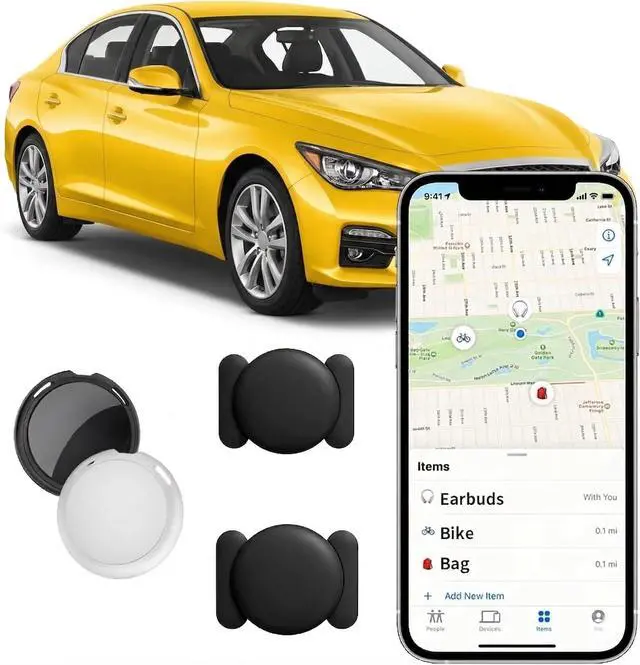 Main image of 2 Pack GPS Tracker for Vehicles with Magnetic Case Global Real-Time Bluetooth Tracking Device for Cars Hidden Work with Apple Find My (iOS Only) Waterproof No Fee No Subscription No SIM Card Required