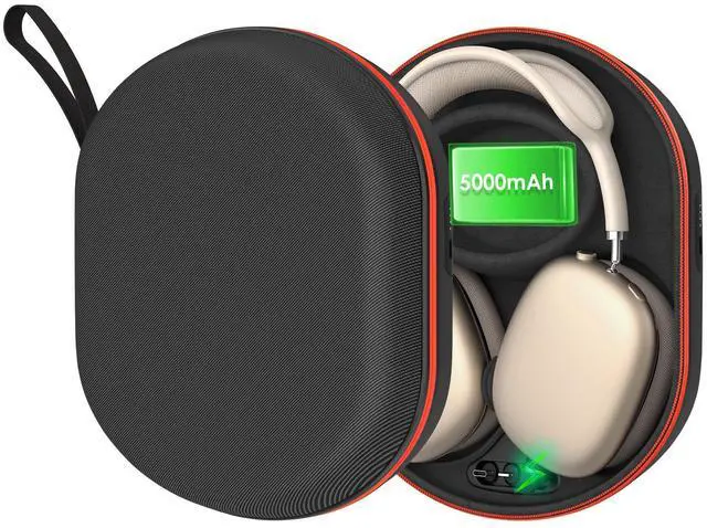 Alt view image 4 of 6 - TOPWOLF Charging Case for AirPods Max with Battery & Sleep Mode - Hard Shell Travel Carrying Case, External Power Bank for AirPods Max