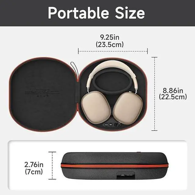 Alt view image 5 of 6 - TOPWOLF Charging Case for AirPods Max with Battery & Sleep Mode - Hard Shell Travel Carrying Case, External Power Bank for AirPods Max