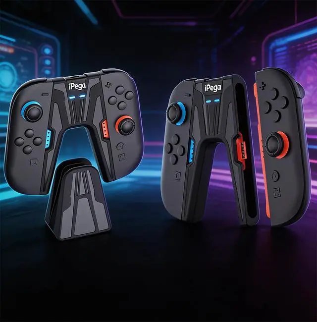 Alt view image 6 of 7 - TOPWOLF Charging Grip + Storage Stand for Nintendo Switch 2, Magnetic Controller Grip for Joy-Con 2 Controller, Auto-Attachment with LED Indicator, Play While Charging Grip Dock