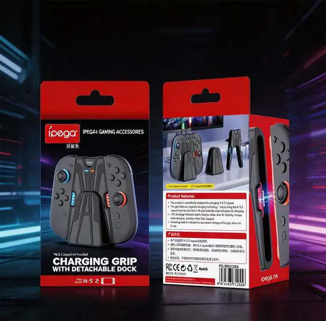 Alt view image 5 of 7 - TOPWOLF Charging Grip + Storage Stand for Nintendo Switch 2, Magnetic Controller Grip for Joy-Con 2 Controller, Auto-Attachment with LED Indicator, Play While Charging Grip Dock