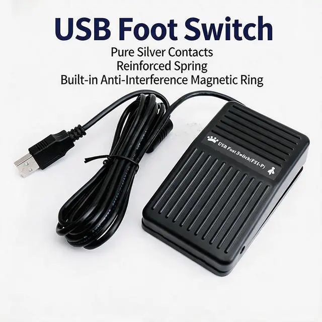 Alt view image 2 of 5 - TOPWOLF USB Foot Switch for Gaming - HID Programmable 3-Pedal, Anti-Slip Heavy Duty, MMO Macro Controller for PC Keyboard Replacement, FPS & Game Assistant