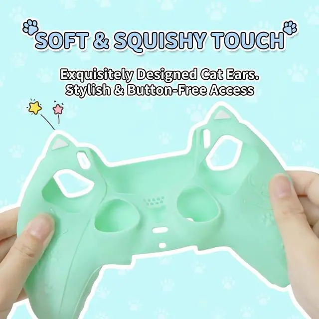Alt view image 2 of 5 - BRHE PS5 Controller Skin, Anti-Slip Controller Cover Case with Thumb Grip Caps for PlayStation 5 DualSense Wireless White