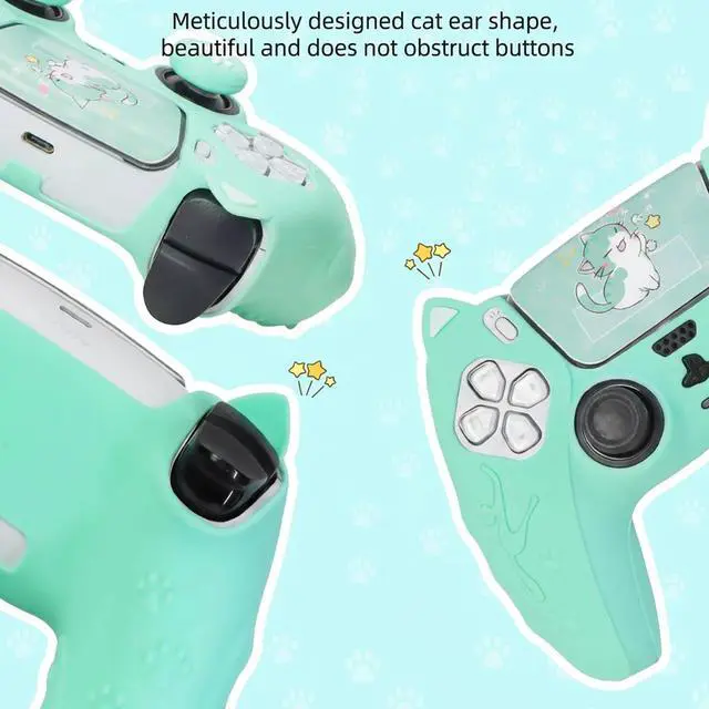 Alt view image 5 of 5 - BRHE PS5 Controller Skin, Anti-Slip Controller Cover Case with Thumb Grip Caps for PlayStation 5 DualSense Wireless White