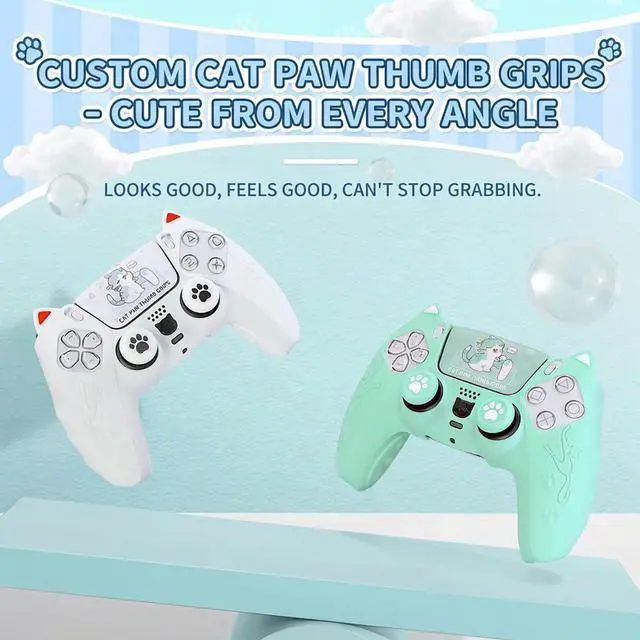 Alt view image 4 of 5 - BRHE PS5 Controller Skin, Anti-Slip Controller Cover Case with Thumb Grip Caps for PlayStation 5 DualSense Wireless White