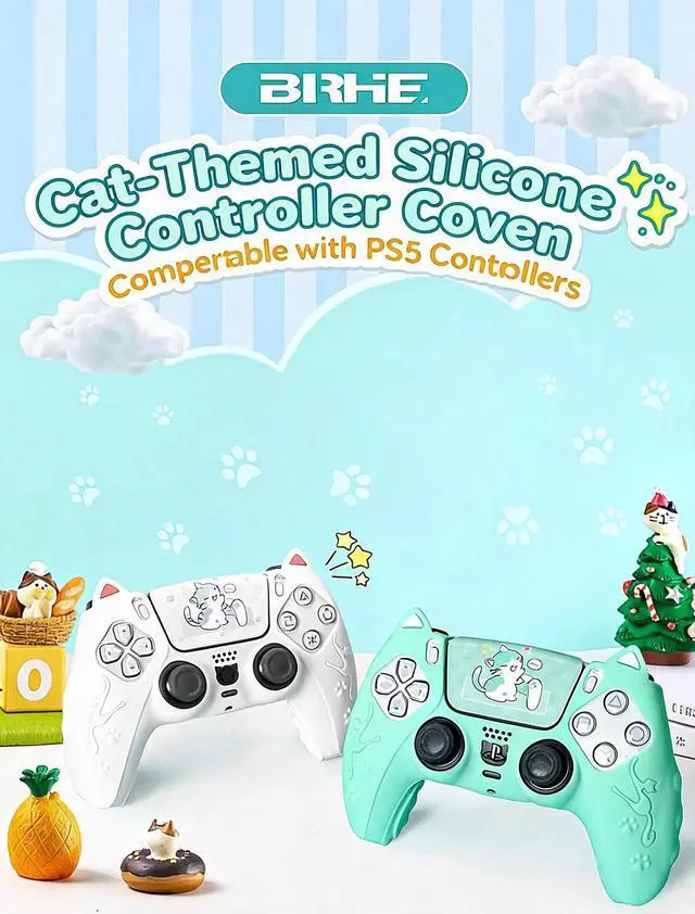 Alt view image 3 of 5 - BRHE PS5 Controller Skin, Anti-Slip Controller Cover Case with Thumb Grip Caps for PlayStation 5 DualSense Wireless White