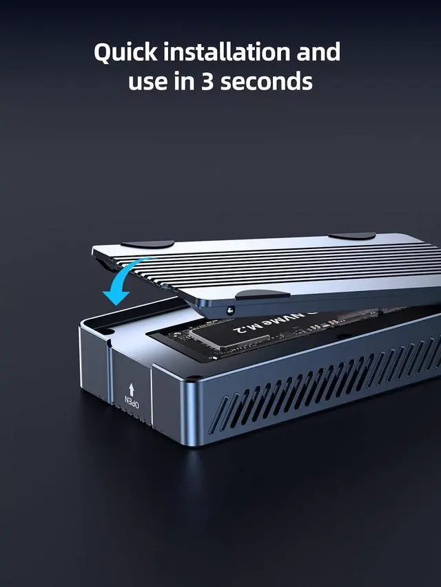 Alt view image 4 of 7 - ACASIS 40Gbps M.2 NVMe SSD Enclosure with Cooling Fan, Aluminum USB4 External Hard Drive Case Compatible with Thunderbolt 4/3, Supports 8TB 2280 NVMe SSD for MacBook PC Gaming