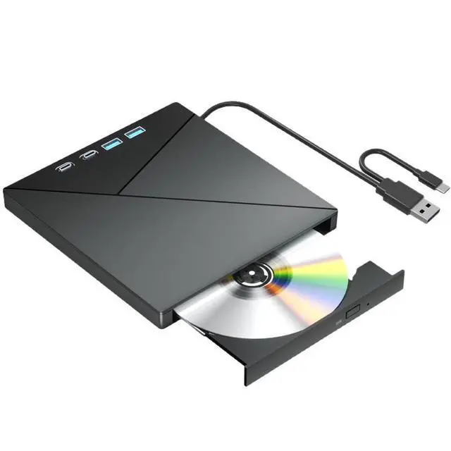 Alt view image 6 of 7 - 7in1 USB 3.0 & TypeC External DVD Drive Portable CD/DVD Burner Reader Writer with SD/TF Card Slots, 2 USB Ports, 2 TypeC Ports, PlugandPlay, Silent 30dB Operation, Compatible with Laptop, PC,
