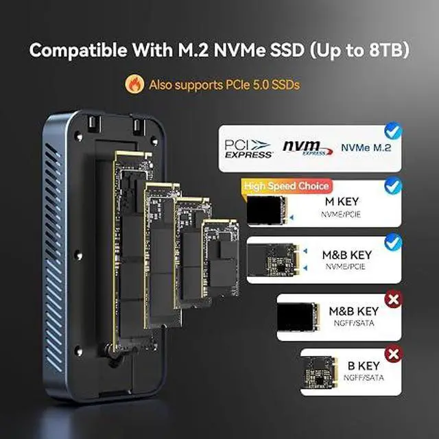 Alt view image 7 of 7 - UACASIS 80Gbps M.2 NVMe SSD Enclosure with Thunderbolt 5 & USB4 V2.0 6000 MB/s for PCIe 5.0 SSD, Active Smart Cooling Fan, JHL9480 Advanced Chip, Aluminum Tool-Free Case for Gamers & Professionals